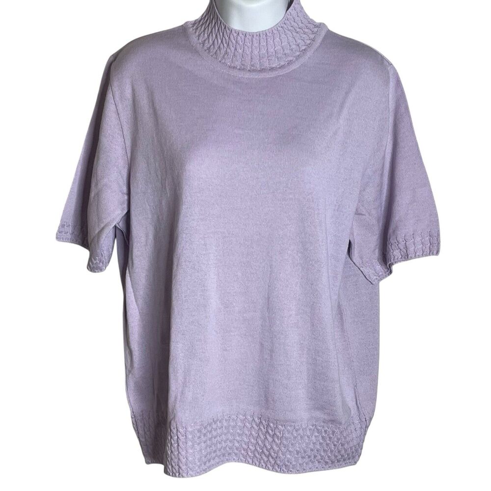 Aran Crafts Lavender Short-Sleeve Turtleneck Sweater